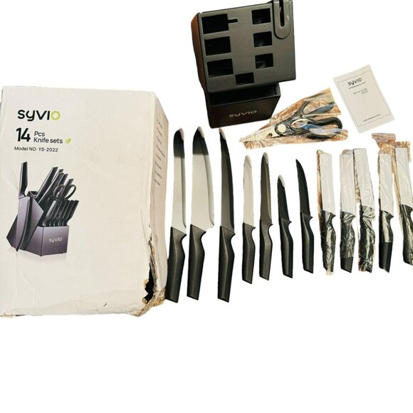 Syvio 14-Piece Knife Set With Block - Picture 2 of 13
